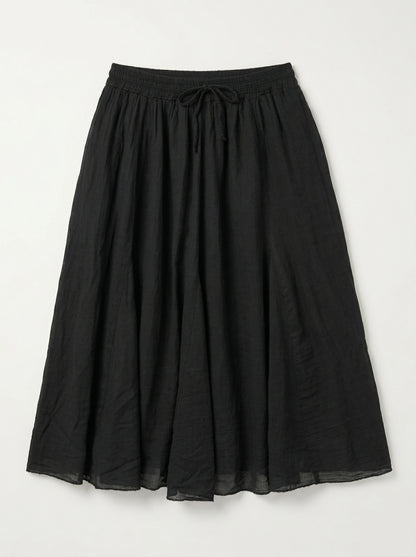 Jupe longue noire fluide Zélie avec taille élastique et lien à nouer style bohème femme