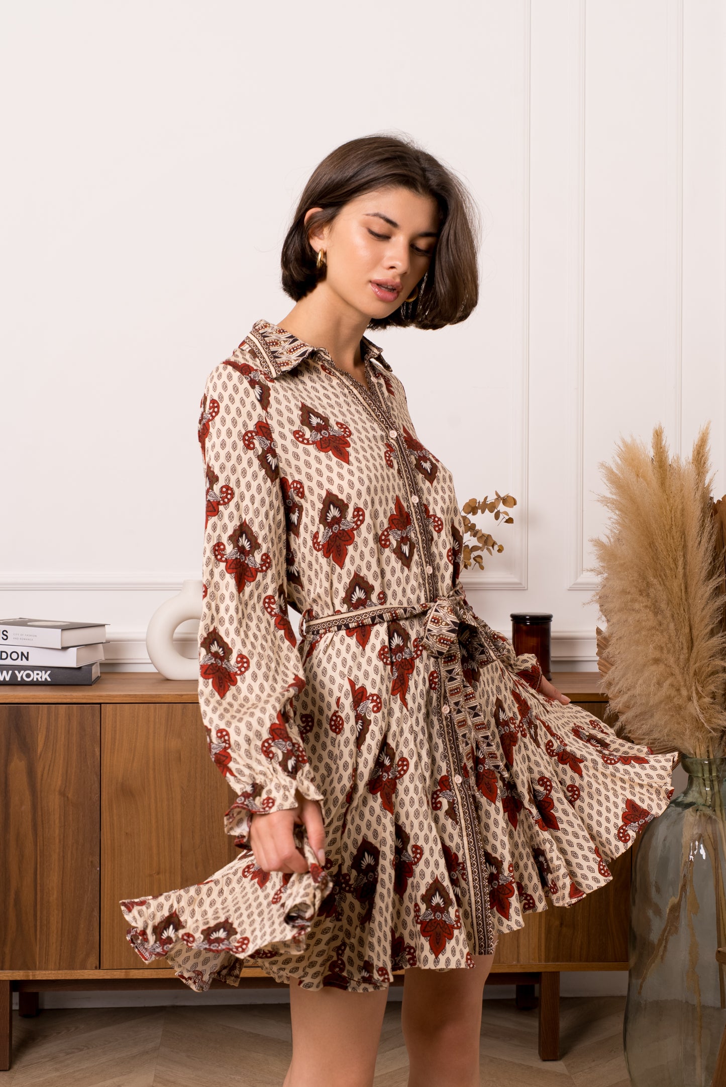 Robe Milla - Robe patineuse imprimé bohème fluide