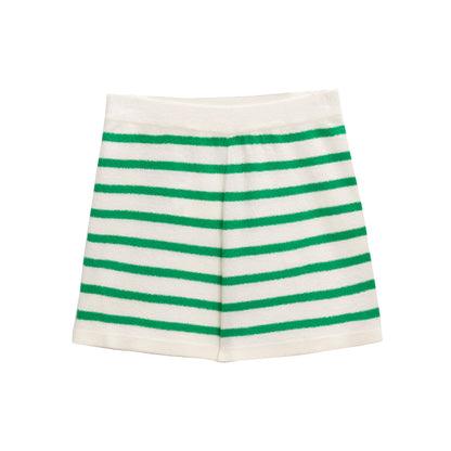 Short Dori – Short en éponge rayé vert et écru