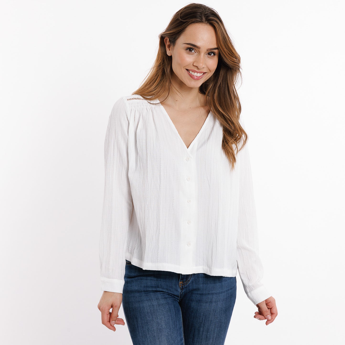 Blouse Mathilde – Blouse fluide texturée manches longues