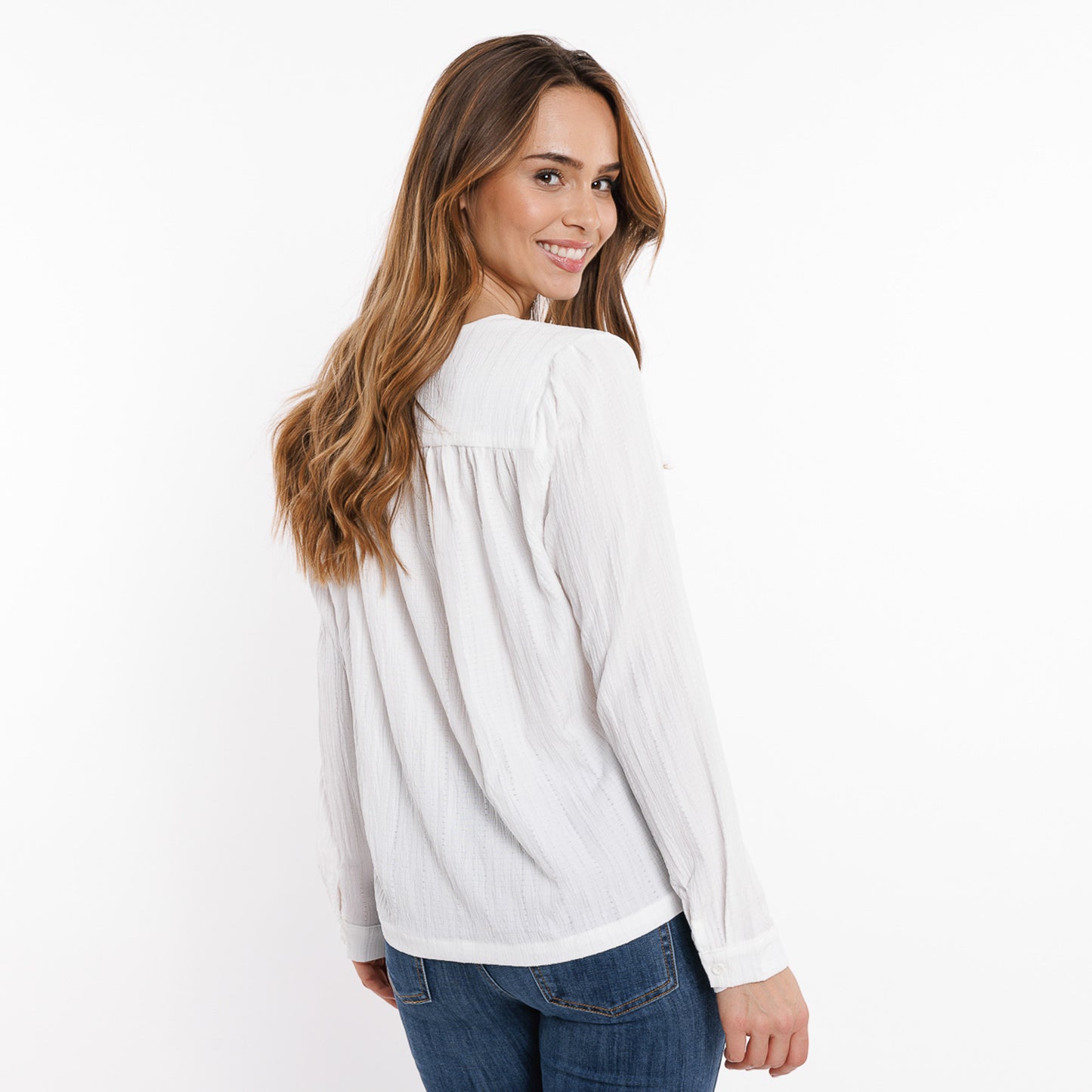 Blouse Mathilde – Blouse fluide texturée manches longues