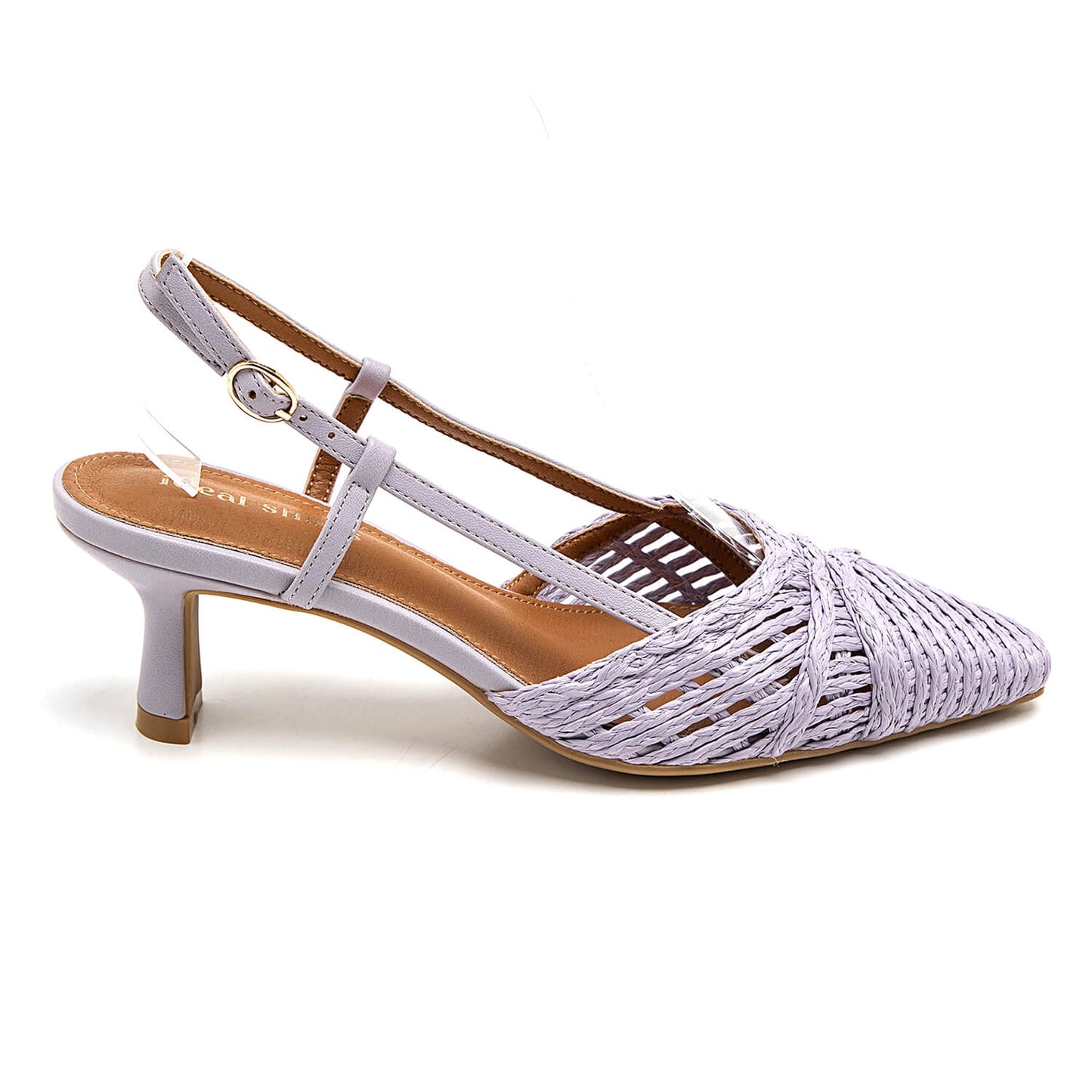 Sandales slingback tressées lilas à petit talon, chaussures femme élégantes style bohème printemps été