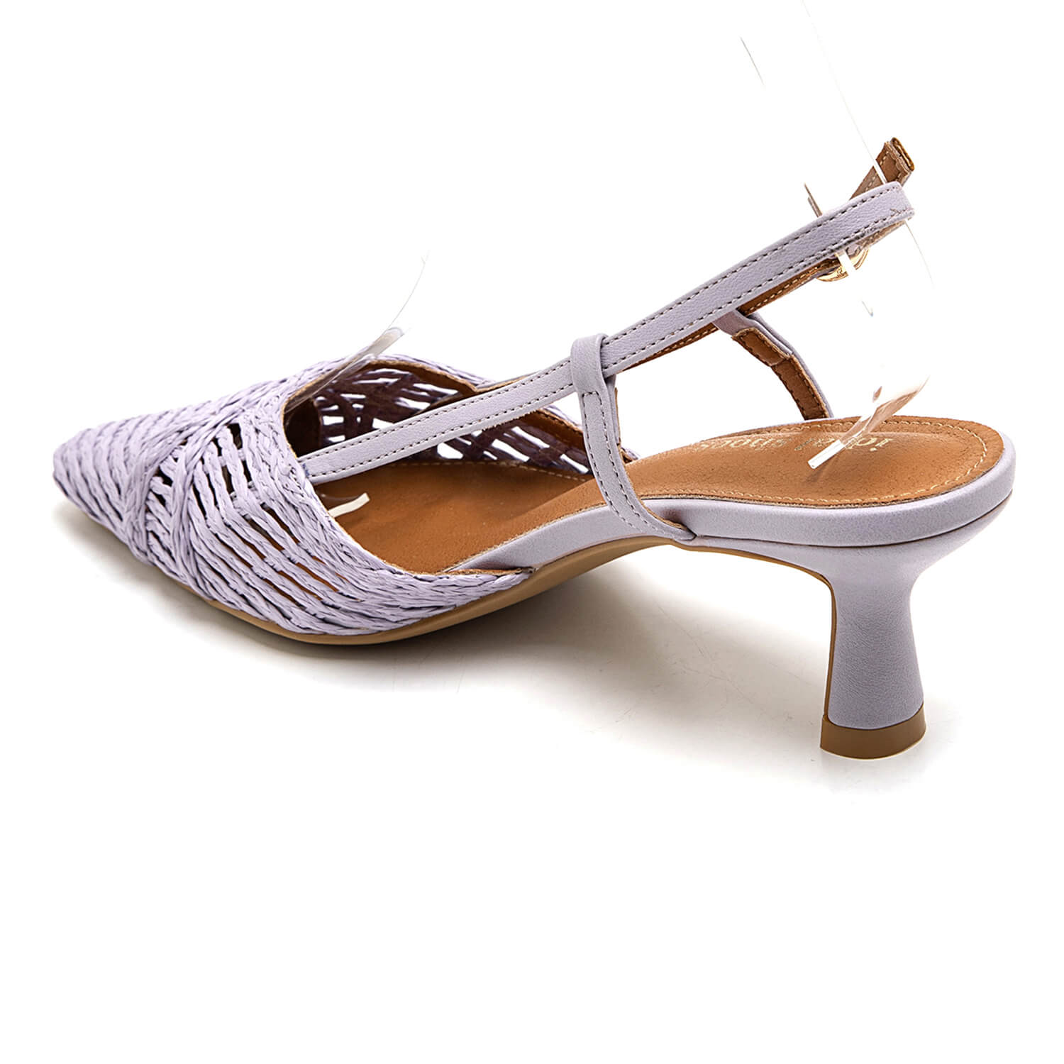 Sandales slingback tressées lilas à petit talon kitten heel chaussures femme élégantes printemps été