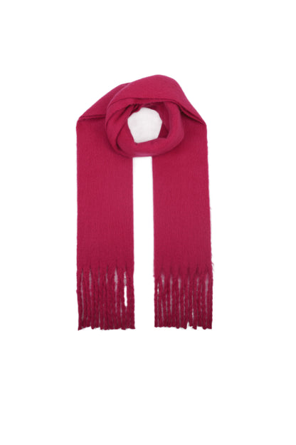 Écharpe rose fuchsia à franges 210x45 cm accessoire mode femme hiver doux et chaud