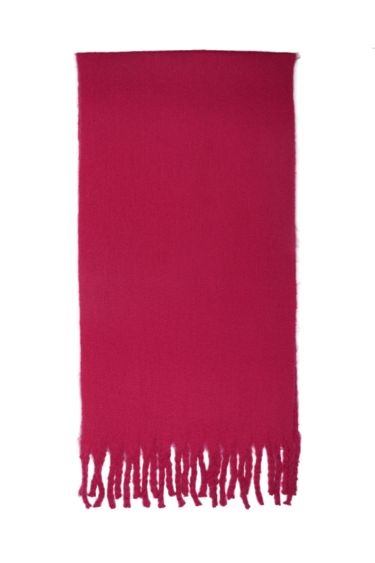Écharpe rose fuchsia à franges 210x45 cm accessoire mode femme hiver doux et chaud