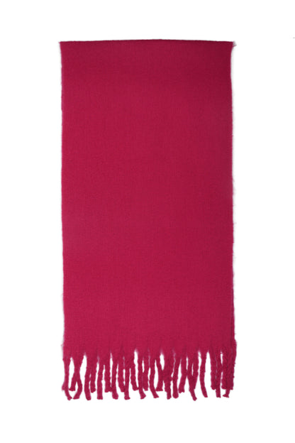 Écharpe rose fuchsia à franges 210x45 cm accessoire mode femme hiver doux et chaud