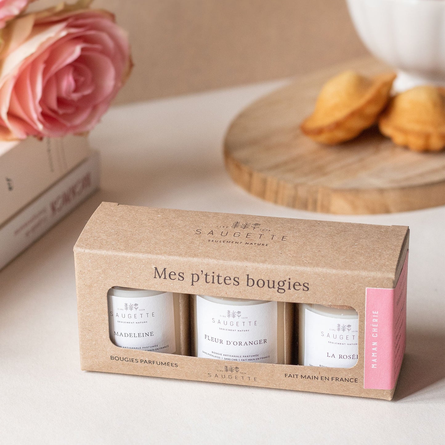 Coffret Maman Chérie – 3 Bougies Artisanales Parfumées