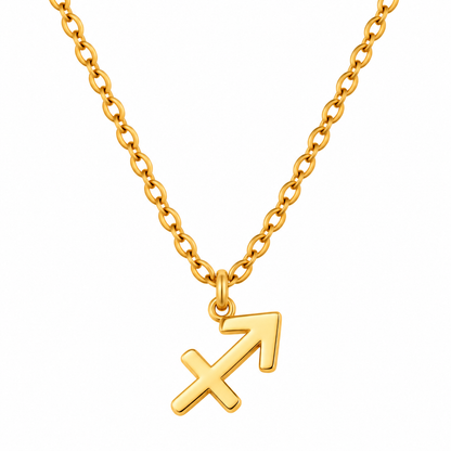 Collier pendentif signe astrologique Sagittaire doré chaîne maille forçat bijou femme zodiaque tendance
