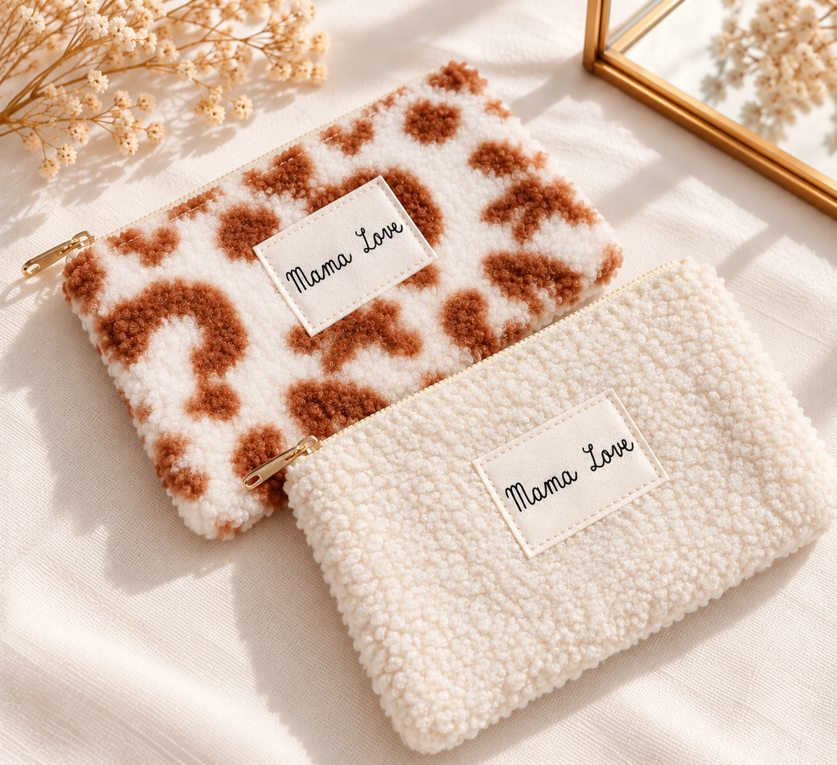 Pochette Mama Love - Trousse moumoute douce sherpa