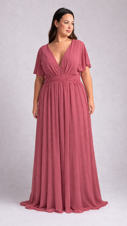 robe tacha vieux rose grande taille robe cérémonie demoiselle d'honneur