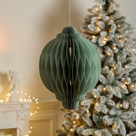 Suspension Pallo diam 30 cm - Boule papier alvéolé vert sauge