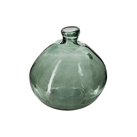Vase rond Uly en verre recyclé vert transparent soufflé style bohème déco éco-responsable