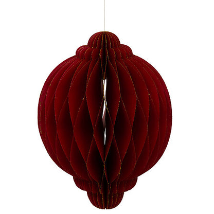 Suspension décorative Pallo en papier alvéolé rouge bordeaux forme boule festive décoration de Noël à suspendre diam 30 cm