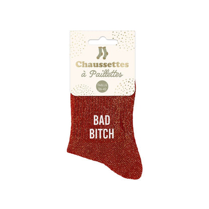 Chaussettes à paillettes "BAD BITCH"