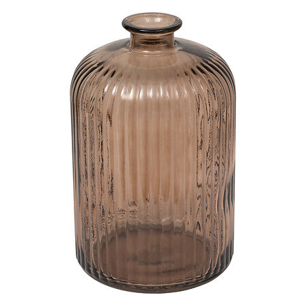 Vase Luz H23cm en verre fumé marron strié style bohème chic décoration intérieure tendance