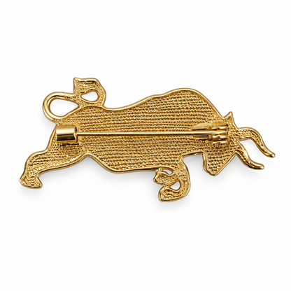 Broche dorée signe astrologique taureau constellation métal texturé accessoire femme tendance
