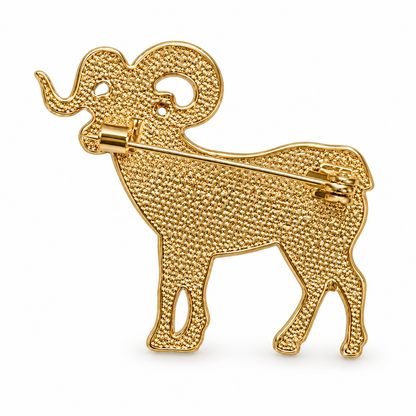 Broche dorée signe astrologique Bélier texture granulée avec fermoir épingle accessoire constellation femme