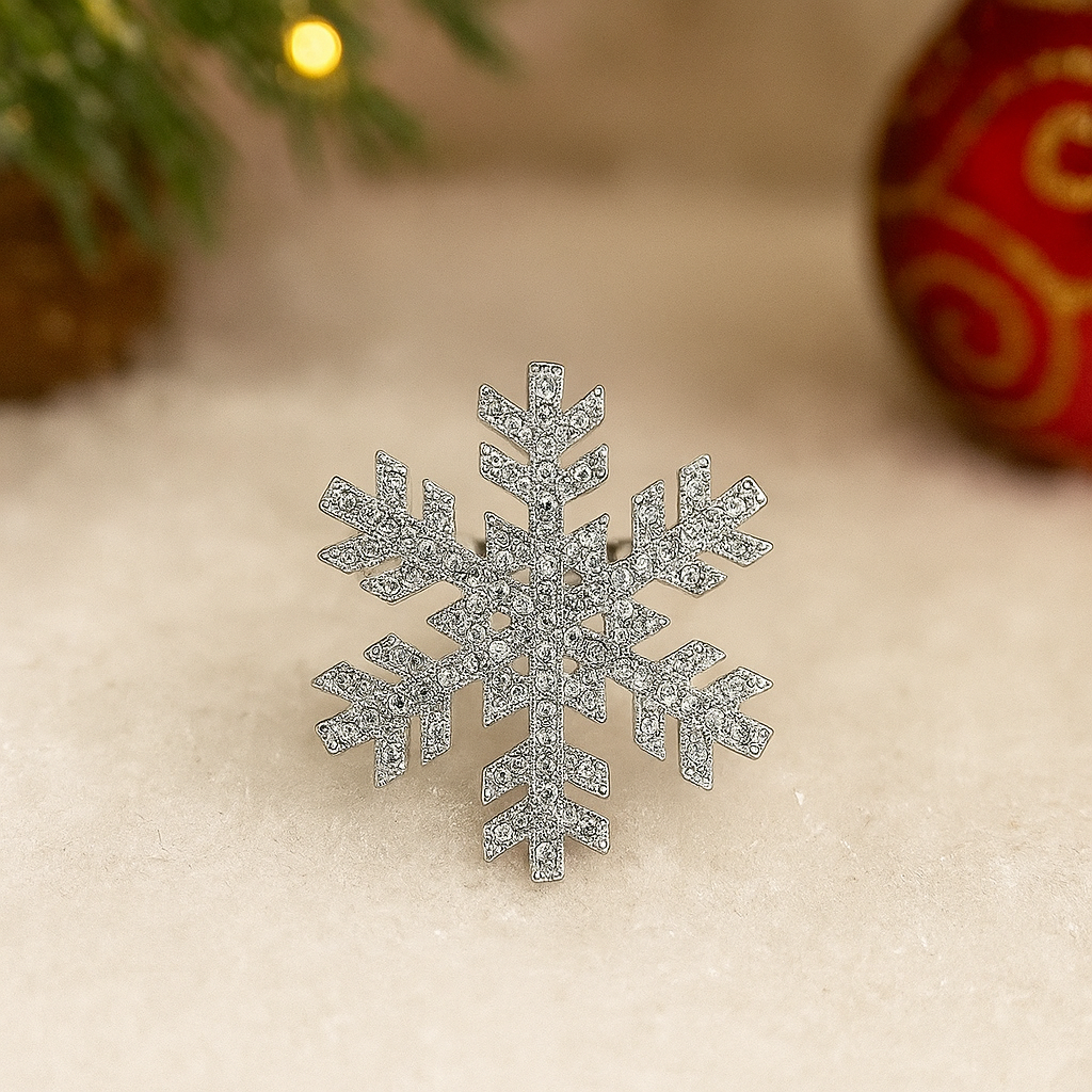 Broche flocon argenté avec strass