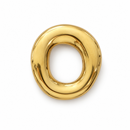 Broche cercle doré en métal brillant forme ovale bijou fantaisie femme accessoire mode élégant