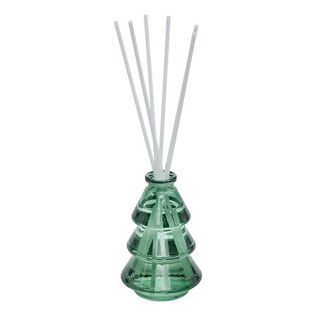 Diffuseur de parfum en verre vert sapin avec bâtonnets blancs, coffret Hiver à Prague décoration Noël intérieur