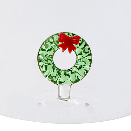 Verre à pied Nelya 40 cl décor couronne de Noël verte avec noeud rouge en relief collection festive