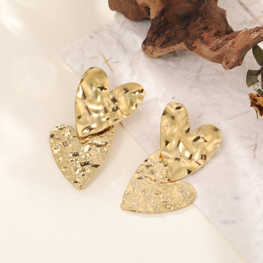 Boucles d'oreilles double coeur