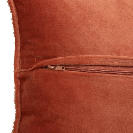 Coussin bouclette terracotta Soana 45x45 cm avec fermeture éclair, housse déco salon tendance terre cuite