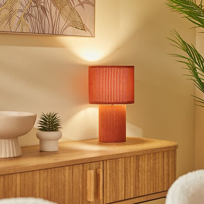 Lampe côtelée Jolina terracotta 28 cm en métal texturé style bohème déco intérieure chaleureuse