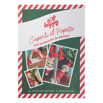 Livre d'idées Saperli et Popette 34 bêtises lutin farceur de Noël décoration festive rouge et vert