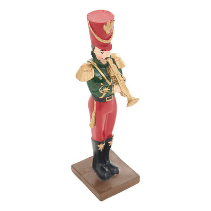 Casse-noisette musical trompettiste rouge et vert 20 cm décoration de Noël traditionnelle figurine soldat