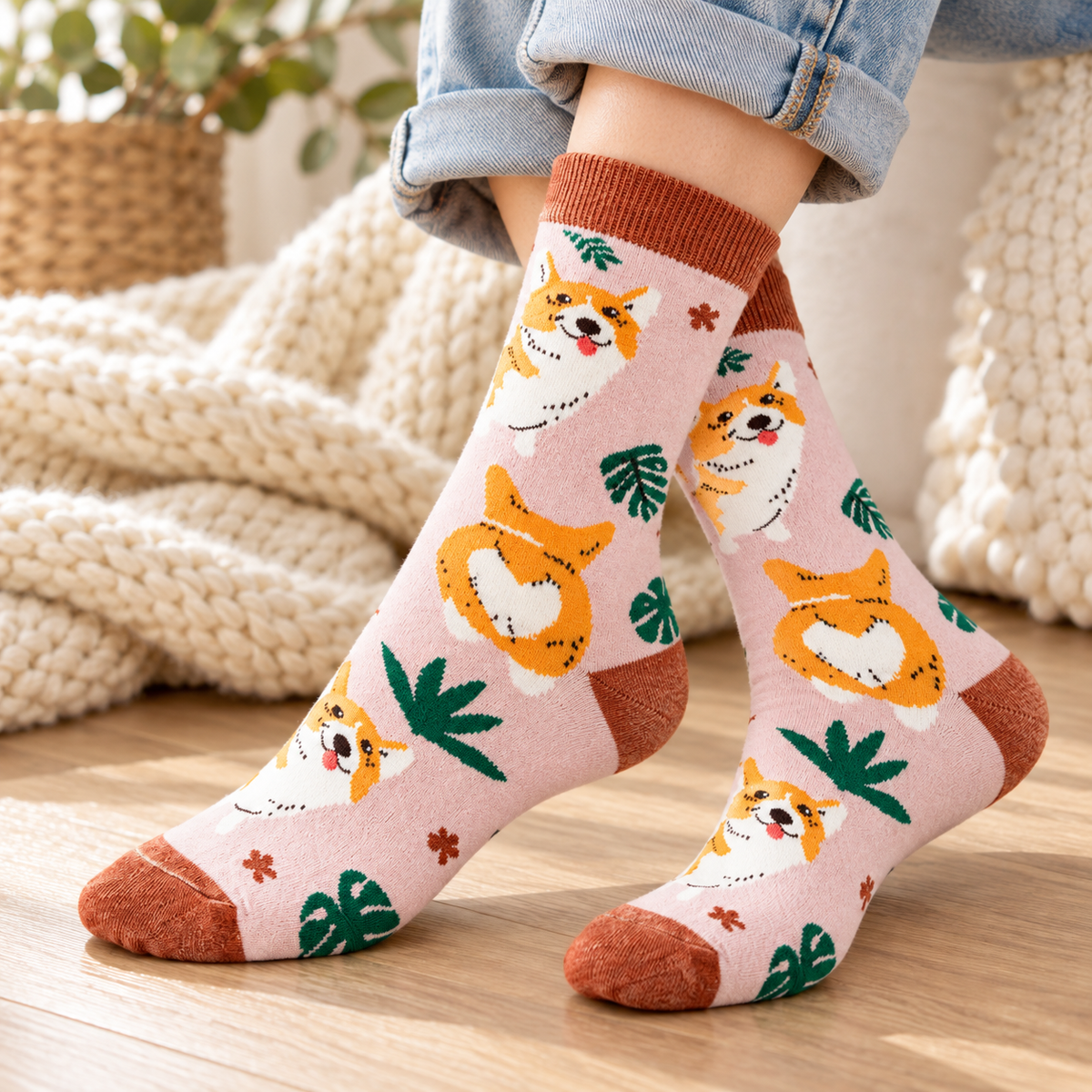 Chaussettes Corgi – Chaussettes femme motif chien mignon