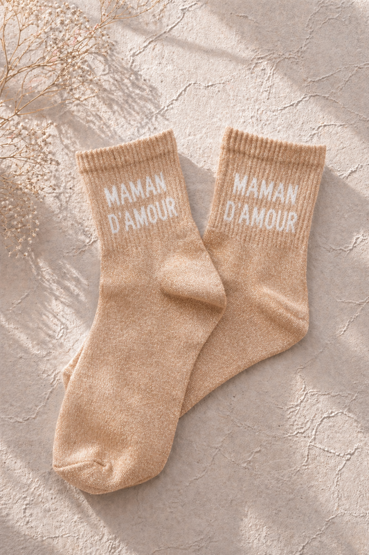 Chaussettes à paillettes "MAMAN D'AMOUR"