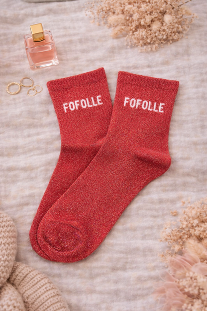 chaussettes à paillettes message fofolle