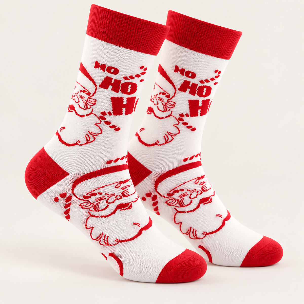 Chaussettes Père Noël blanches et rouges motif Ho Ho Ho accessoire festif Noël unisexe
