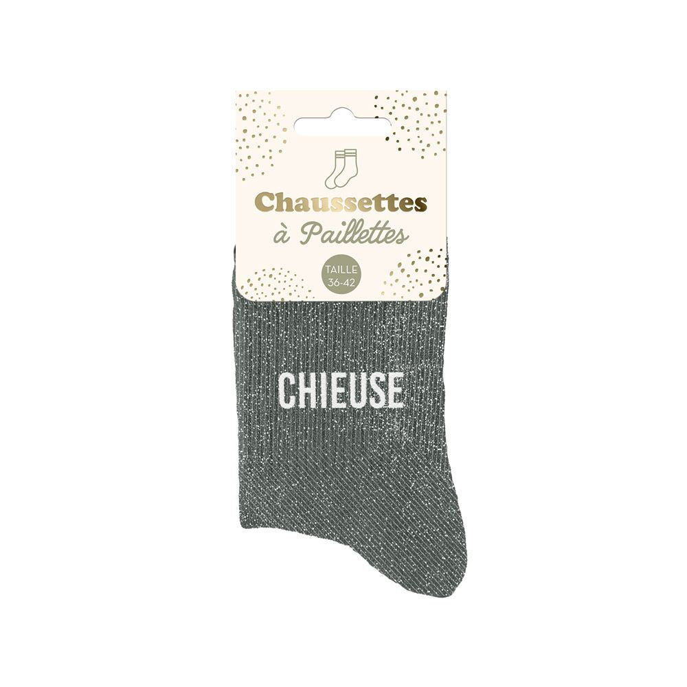 Chaussettes à paillettes "CHIEUSE"
