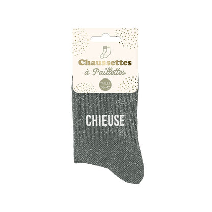 Chaussettes à paillettes "CHIEUSE"