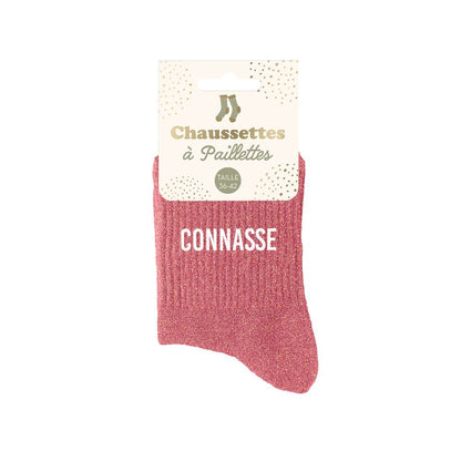 Chaussettes à paillettes "CONNASSE"