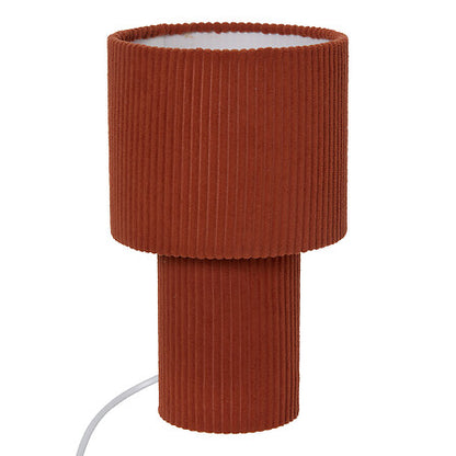 Lampe de table côtelée terracotta Jolina 28 cm en métal effet velours côtelé décoration intérieure tendance
