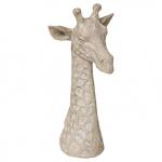 Statue décorative tête de girafe beige en résine style safari pour décoration intérieure bohème naturelle