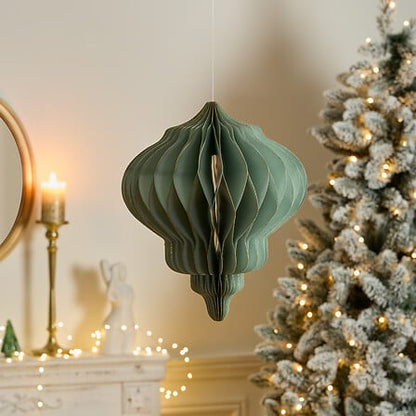 Suspension Pallo diam 30 cm - Boule papier alvéolé vert sauge