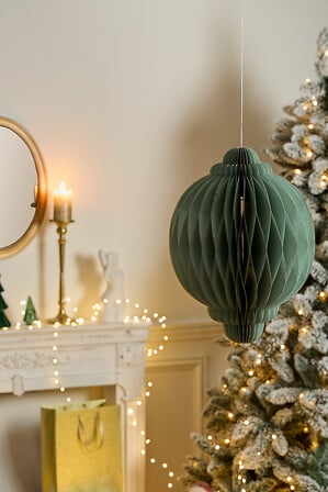 Suspension Pallo diam 30 cm - Boule papier alvéolé vert sauge