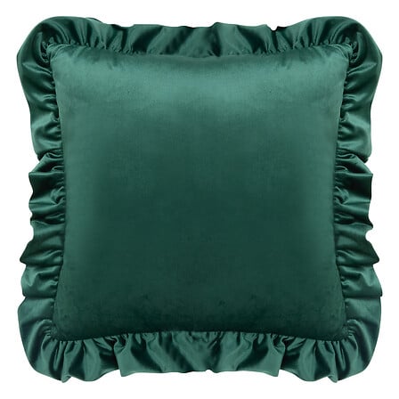 Coussins à volants 51 x 51 cm vert - Housse velours émeraude