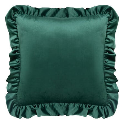 Coussins à volants 51 x 51 cm vert - Housse velours émeraude