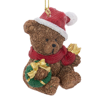 Sujet ourson bonnet 6 cm - Décoration Noël résine à suspendre