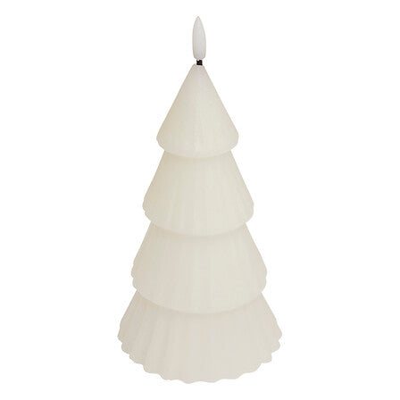 Bougie LED décorative forme sapin blanc 20cm décoration de Noël moderne et épurée ambiance fêtes