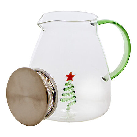 Théière Nelya 1L Noël - Carafe en verre avec motif 3D festif