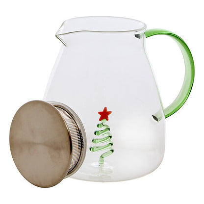 Théière Nelya 1L Noël - Carafe en verre avec motif 3D festif