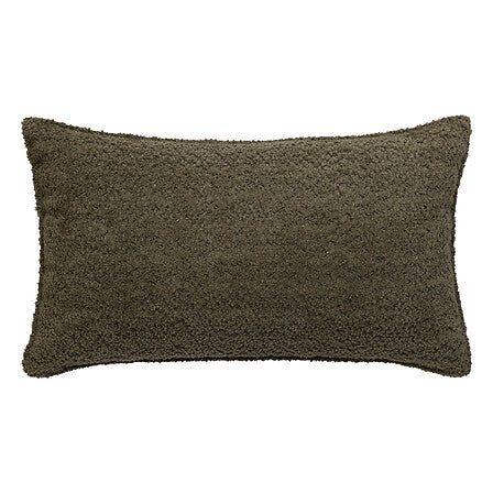Coussin rectangulaire bouclette kaki Soana 30x50 cm texture douce déco salon cosy