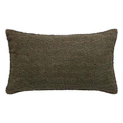 Coussin rectangulaire bouclette kaki Soana 30x50 cm texture douce déco salon cosy