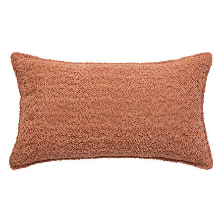 Coussin rectangulaire bouclette terracotta Soana 30x50 cm texture douce pour décoration salon cosy
